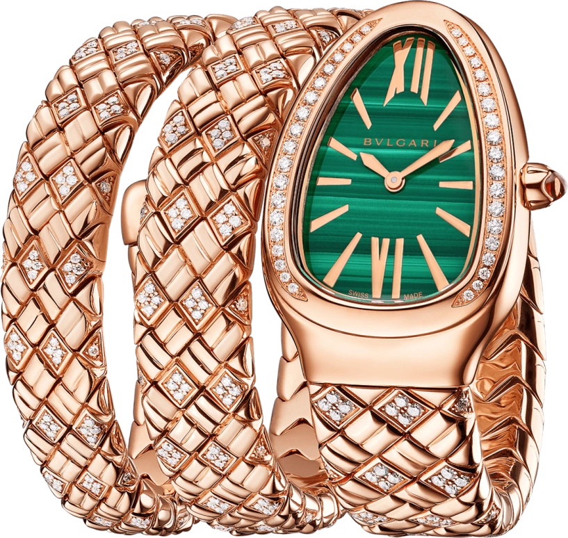 Bulgari,Serpenti 35mm,35mm,Rose Gold,Rose,Green,Quartz,Sapphire,Crystal Glass,Other,103658