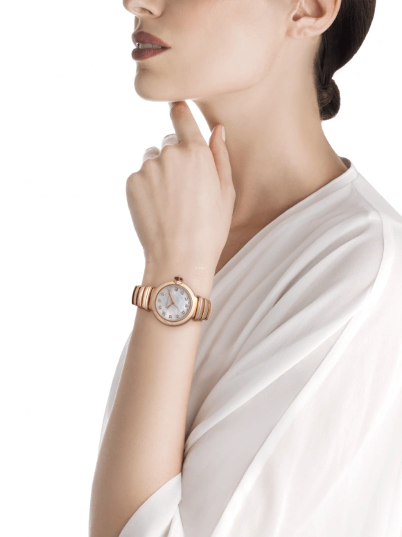 Bulgari,Lvcea 33mm,33mm,Rose Gold,Silver White,Automatic,42hours,In-house Caliber,102353