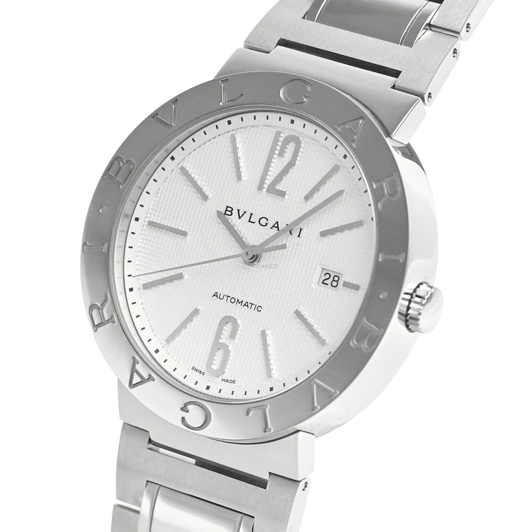 Bulgari,Bulgari Bulgari 42mm,42mm,Stainless Steel,White,Automatic,Day,Sapphire,Crystal Glass,BB42WSSD,BB42WSSD/N