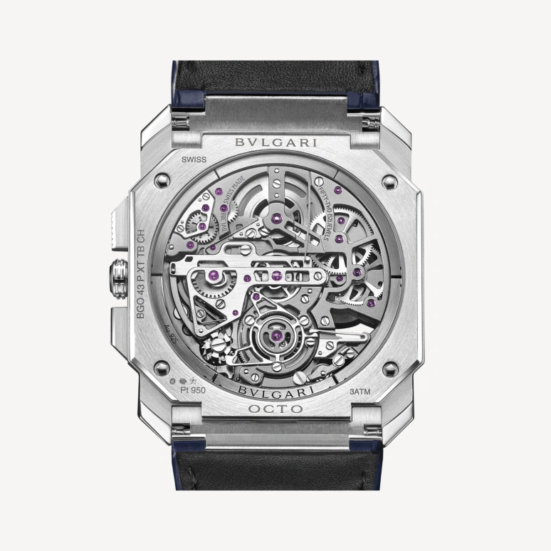 Bulgari,Octo 43mm,43mm,Platinum,Skeleton,Grey,Automatic,Tourbillon,Octagon,103510