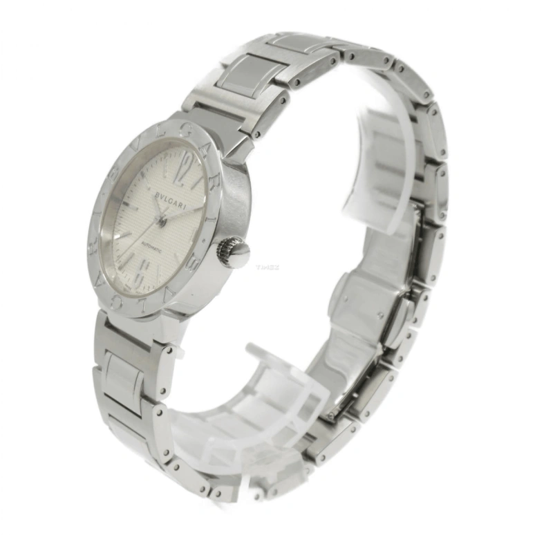 Bulgari,Bulgari Bulgari 33mm,33mm,Stainless Steel,White,Automatic,Day,Sapphire,Crystal Glass,BB33WSSD,BB33WSSD/N