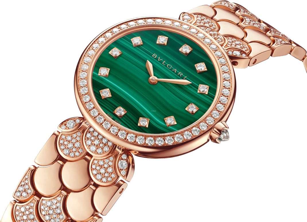 Bulgari,Divas' Dream 33mm,33mm,Rose Gold,Sapphire,Crystal Glass,Malachite,Diamonds,103521