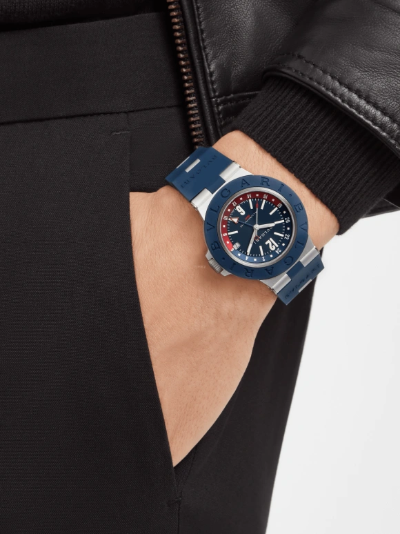 Bulgari,Bulgari Bulgari 40mm,40mm,Aluminium,Titanium Gold,Luminous,Blue,Automatic,50hours,In-house Caliber,103554