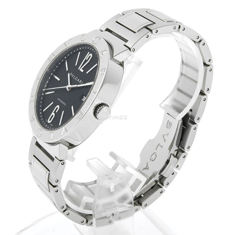 Bulgari,Bulgari Bulgari 42mm,42mm,Stainless Steel,Black,Automatic,Day,Sapphire,Crystal Glass,BB42BSSD,BB42BSSD/N