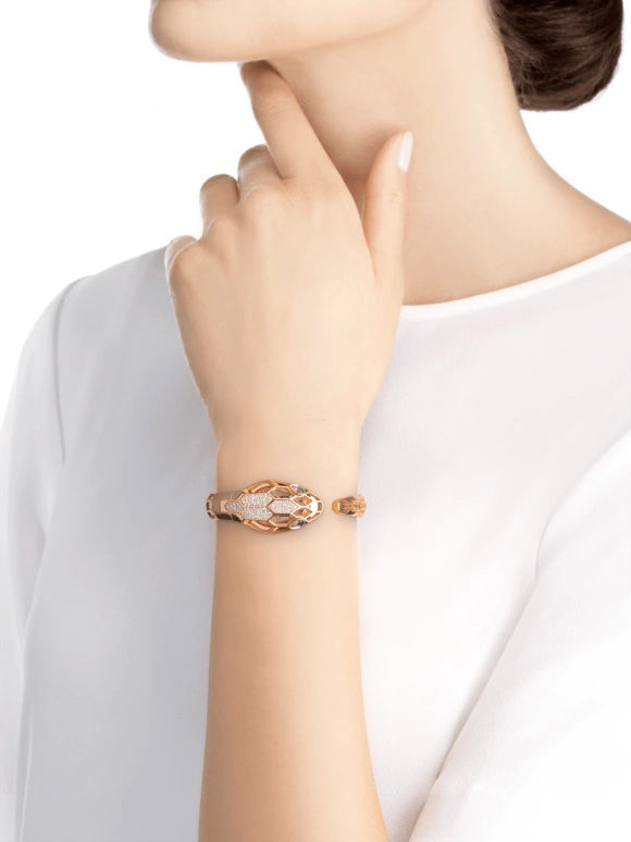 Bulgari,Serpenti 36mm,36mm,Rose Gold,White,Sapphire,Crystal Glass,Setting,Diamonds,102982