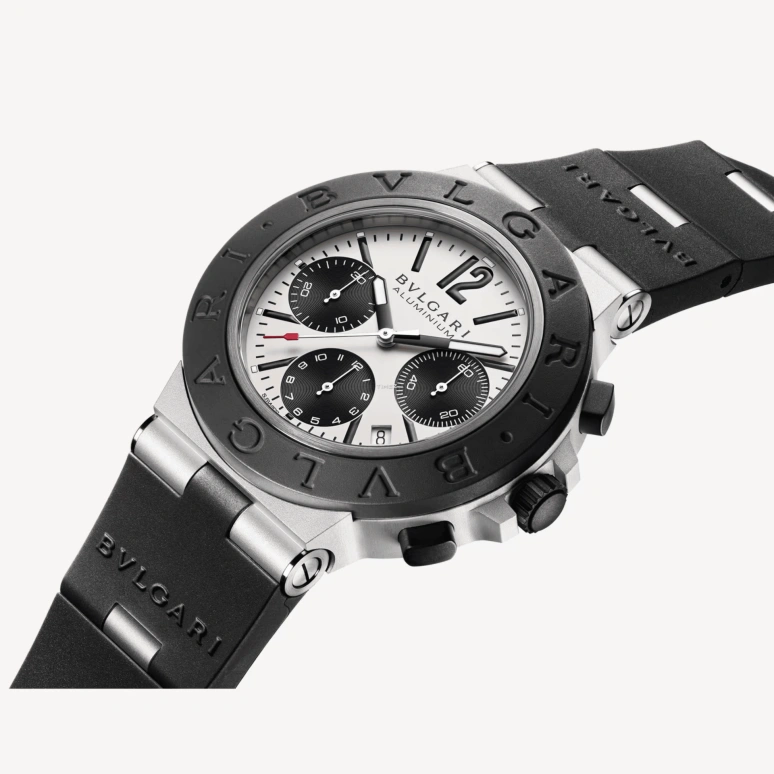 Bulgari,Aluminium 41mm,41mm,Aluminium,Titanium,White,Automatic,Chronograph,Day,103722