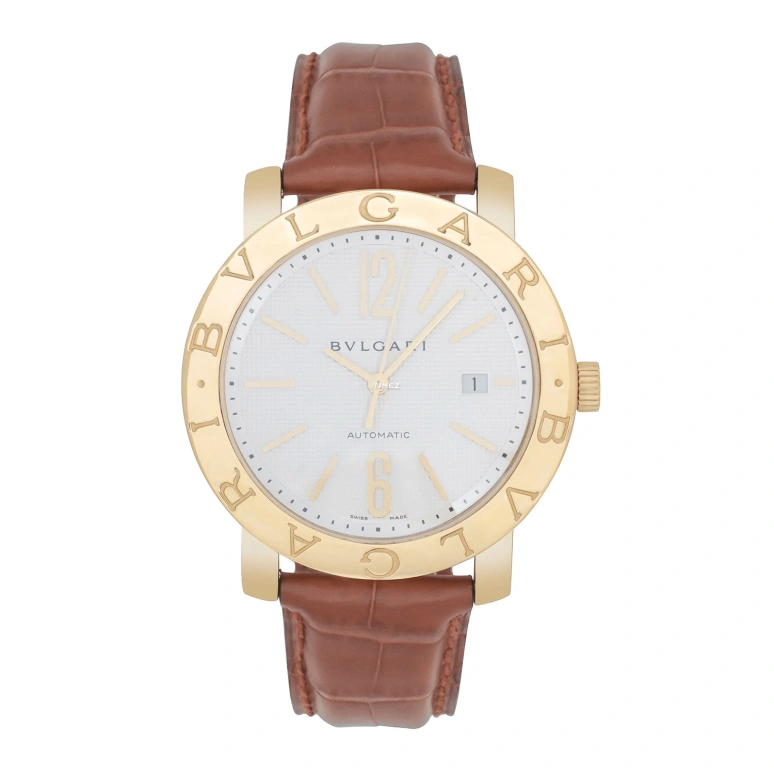 Bulgari,Bulgari Bulgari 42mm,42mm,Yellow Gold,White,Sapphire,Crystal Glass,Closed,BB42WGLDAUTO