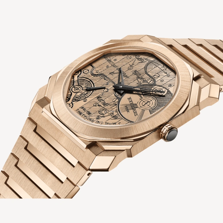 Bulgari,Octo 40mm,40mm,Rose Gold,Automatic,Sapphire,Crystal Glass,Octagon,104165