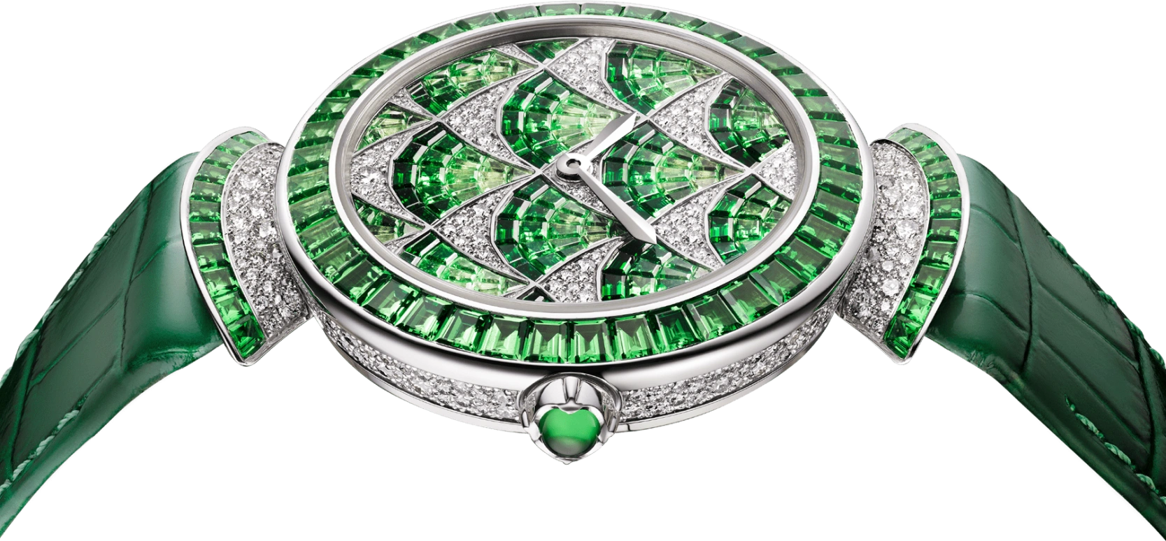 Bulgari,High Jewellery 37mm,37mm,White Gold,White,Green,Automatic,42hours,In-house Caliber,103491