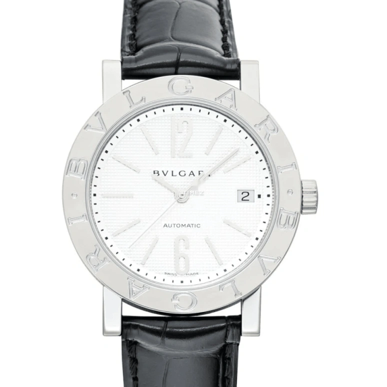 Bulgari,Other 38mm,38mm,Stainless Steel,White,Automatic,Day,Sapphire,Crystal Glass,101367