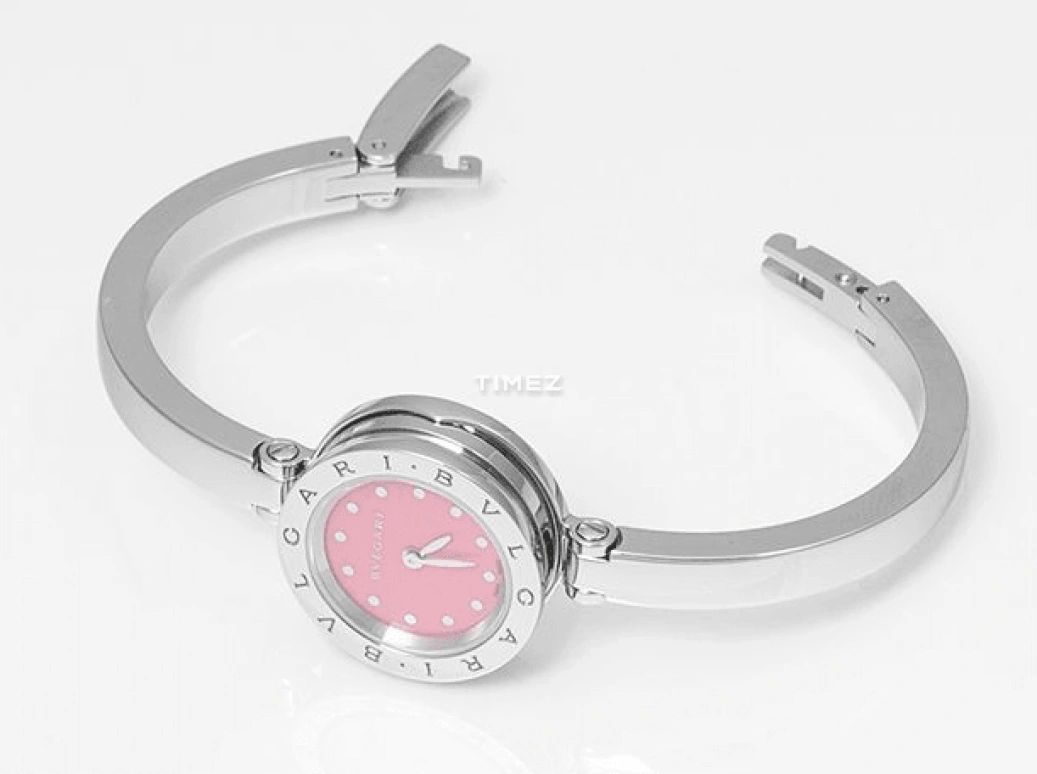 Bulgari,Other 23mm,23mm,Stainless Steel,Pink,Quartz,Sapphire,Round,102584