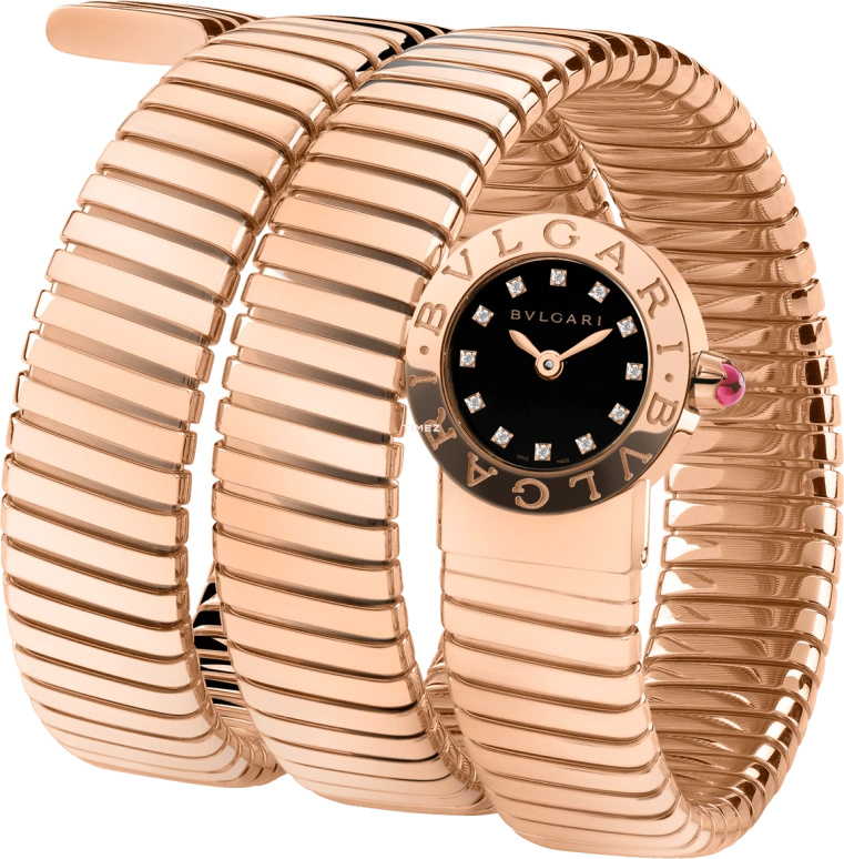 Bulgari,Bulgari Bulgari 19mm,19mm,Rose Gold,Black,Quartz,In-house Caliber,Sapphire,Crystal Glass,102150
