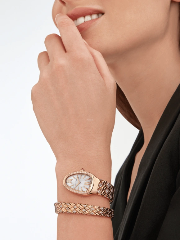 Bulgari,Serpenti 35mm,35mm,Rose Gold,White,Quartz,Sapphire,Crystal Glass,Other,103656