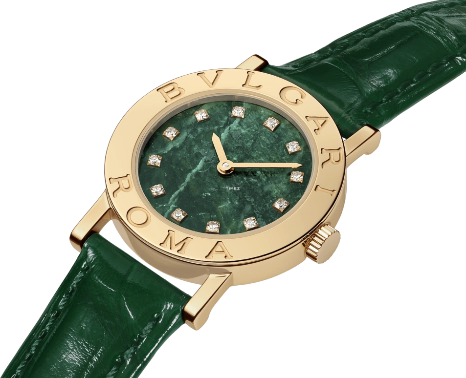 Bulgari,Bulgari Bulgari 26mm,26mm,Yellow Gold,Green,Quartz,Sapphire,Round,104111