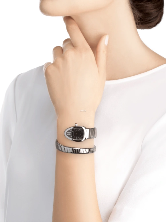 Bulgari,Serpenti 35mm,35mm,Stainless Steel,Black,Quartz,Other,Silver,102826