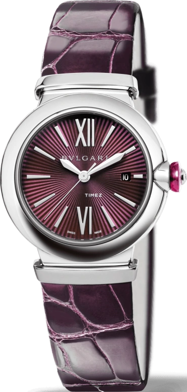 Bulgari,Lvcea 33mm,33mm,Stainless Steel,Purple,Sapphire,Crystal Glass,102495