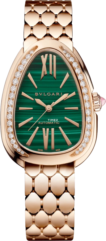 Bulgari,Serpenti Seduttori 34mm,34mm,Rose Gold,Green,Automatic,50hours,In-house Caliber,103901