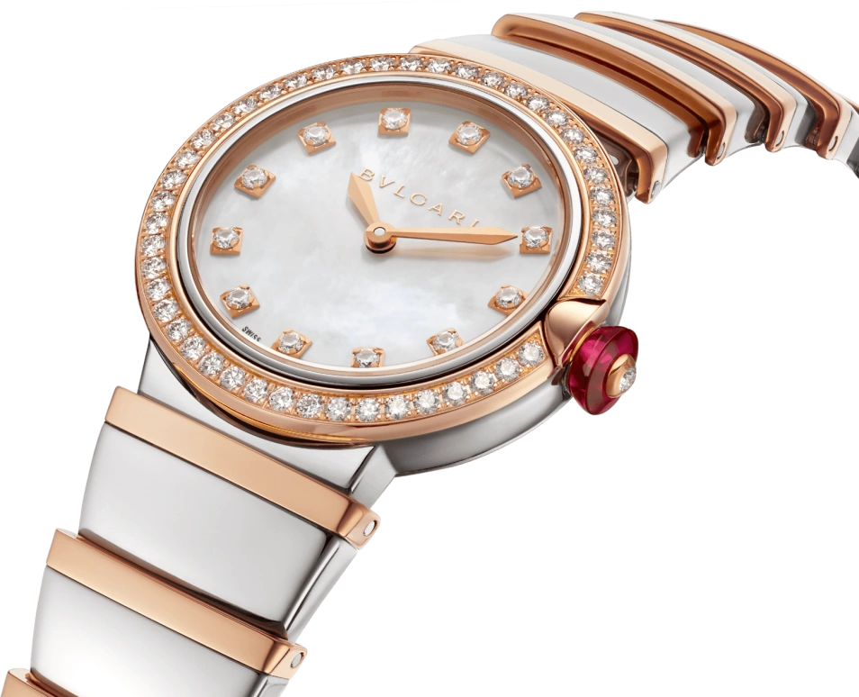 Bulgari,Lvcea 28mm,28mm,Stainless Steel,White,Sapphire,Crystal Glass,Setting,Diamonds,Mother of Pearl,102475