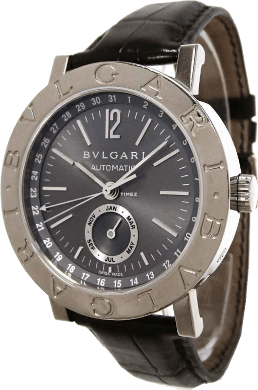 Bulgari,Bulgari Bulgari 38mm,38mm,White Gold,Black,Automatic,Month,Day,BB38GLAC4,BB38GLAC4/C5