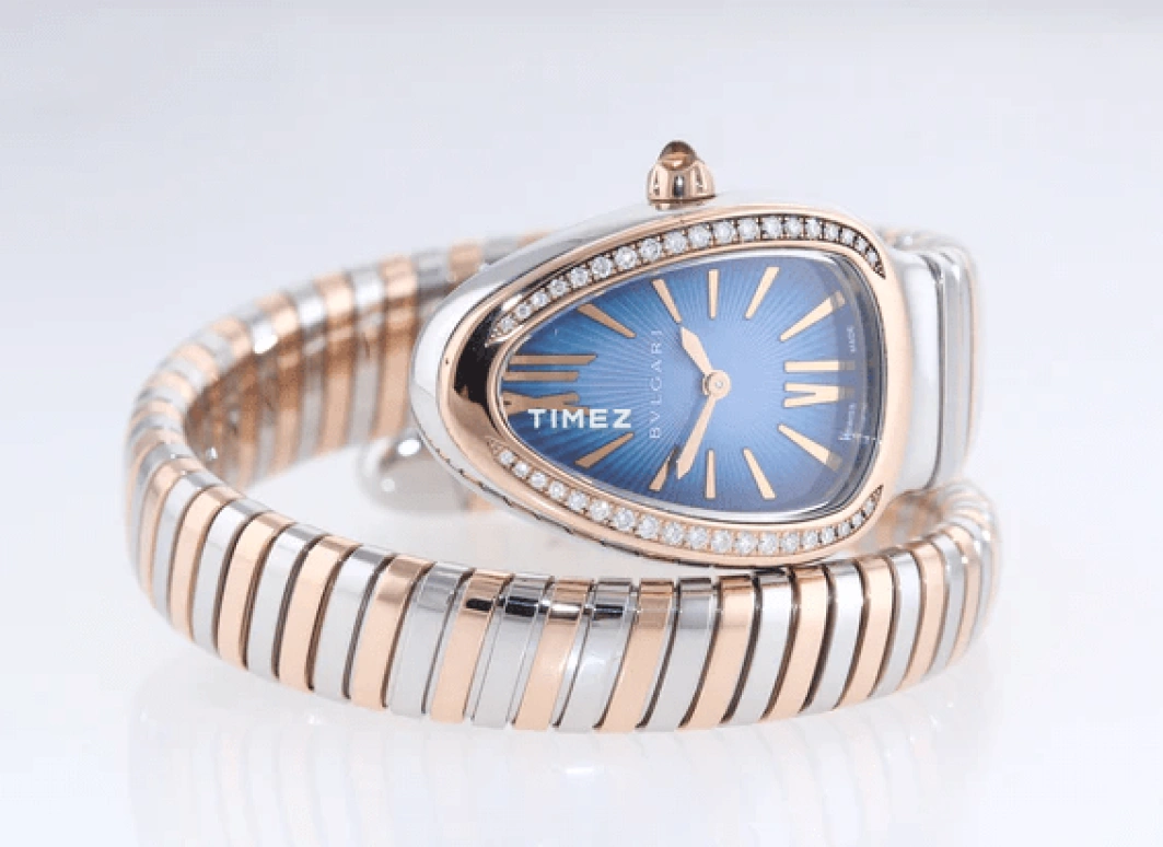Bulgari,Serpenti 35mm,35mm,Rose Gold,Blue,Quartz,Other,Silver,102984