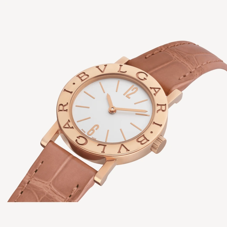 Bulgari,Bulgari Bulgari 26mm,26mm,Rose Gold,White,Quartz,Sapphire,Crystal Glass,Round,103966