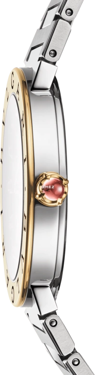 Bulgari,Bulgari Bulgari 33mm,33mm,Stainless Steel,Yellow Gold,Green,Quartz,In-house Caliber,Sapphire,104320