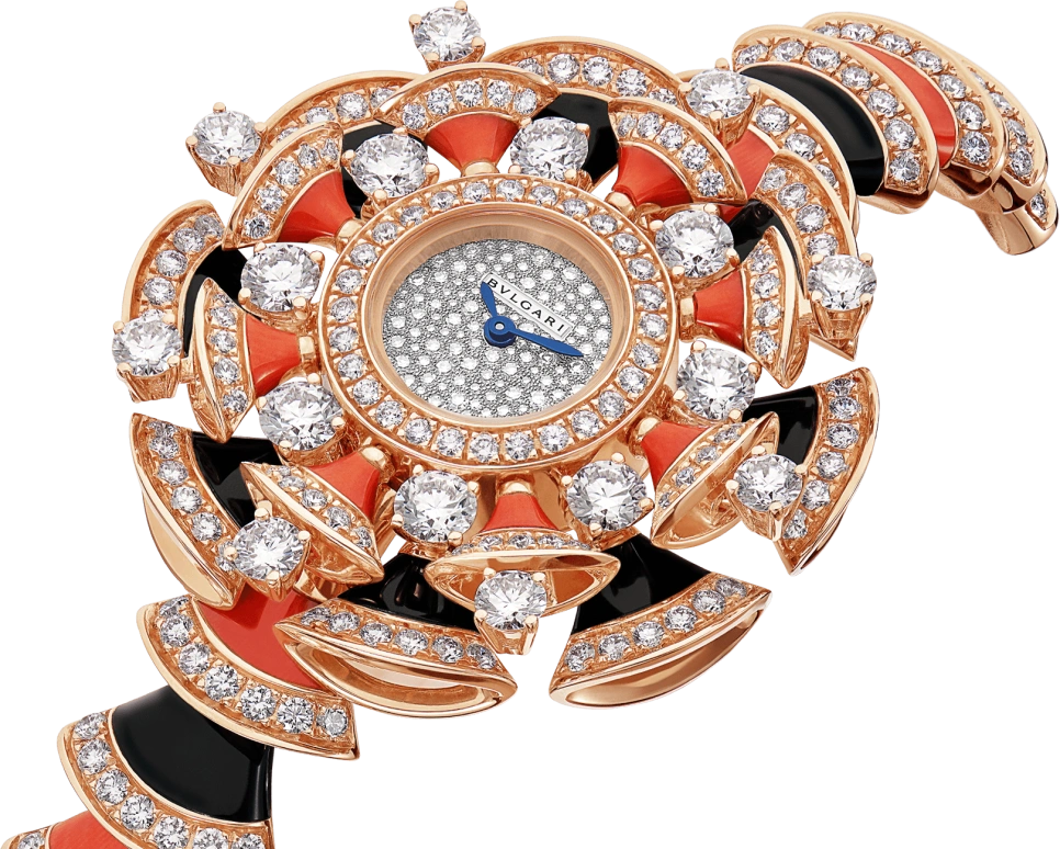Bulgari,Divas' Dream 39mm,39mm,Rose Gold,Sapphire,Crystal Glass,Setting,Diamonds,Onyx,Agate,102422