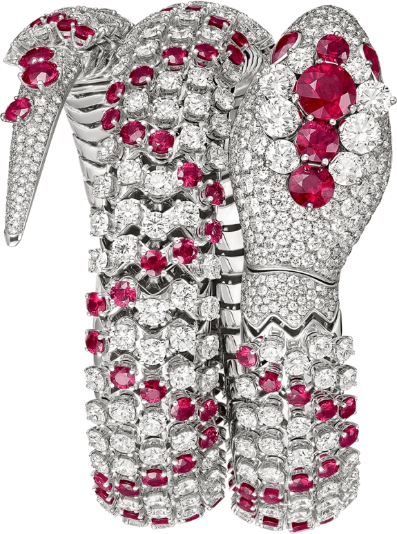 Bulgari,Serpenti 40mm,40mm,White Gold,White,Quartz,Setting,Diamonds,Ruby,Brilliant Cut,103174