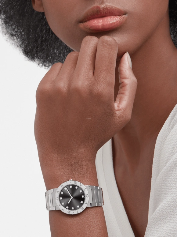 Bulgari,Bulgari Bulgari 33mm,33mm,Stainless Steel,Sapphire,Crystal Glass,Diamonds,102923