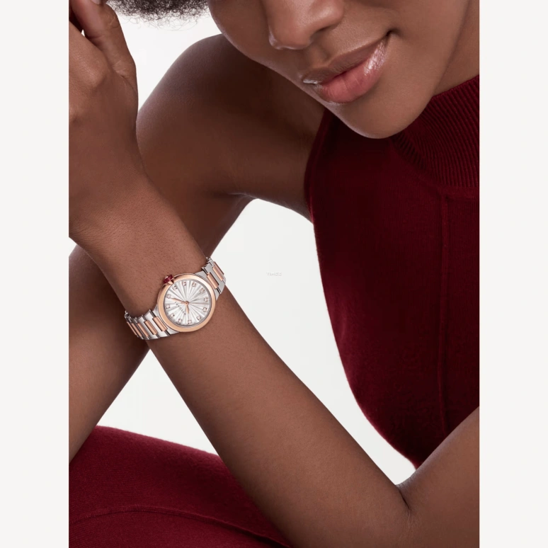 Bulgari,Lvcea 33mm,33mm,Stainless Steel,Rose Gold,Silver White,Automatic,Sapphire,Crystal Glass,Round,103730