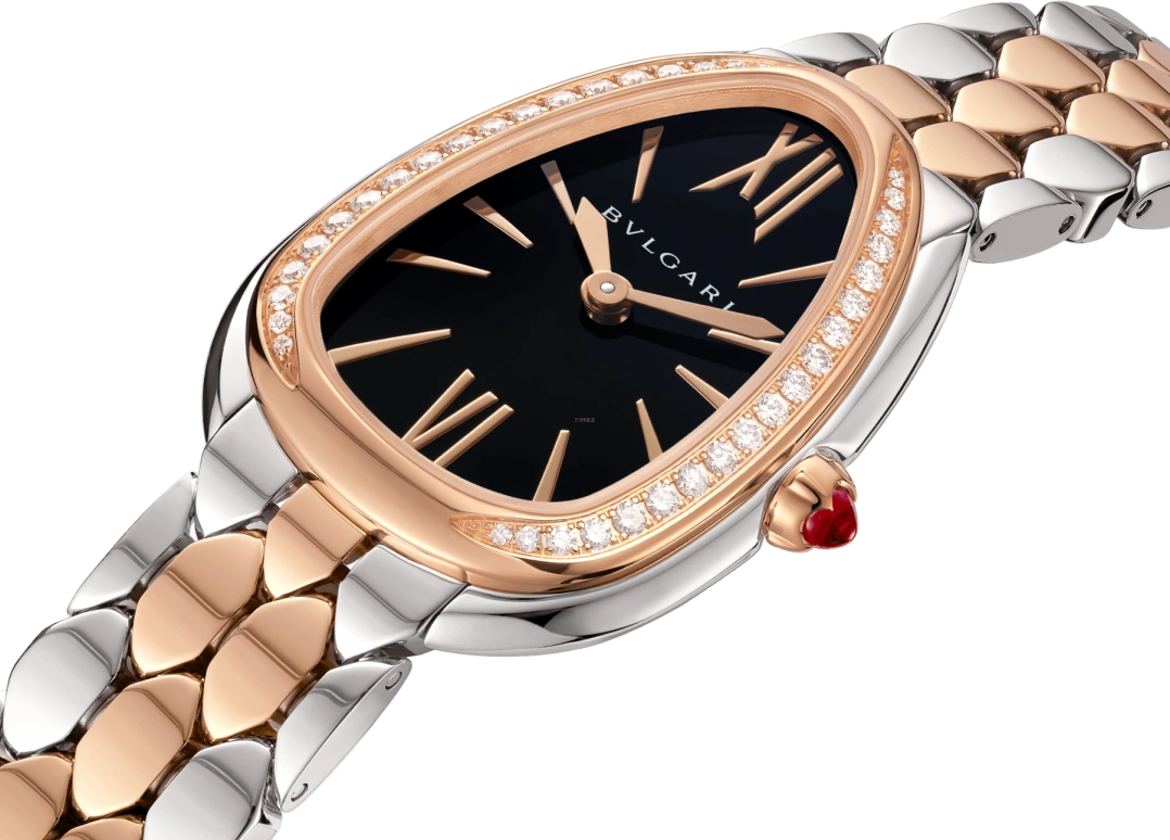 Bulgari,Serpenti 33mm,33mm,Stainless Steel,Black,Sapphire,Crystal Glass,103450