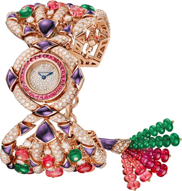 Bulgari,High Jewellery 30mm,30mm,Rose Gold,Crystal,Quartz,In-house Caliber,Sapphire,Crystal Glass,102243