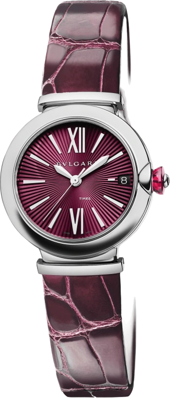 Bulgari,Lvcea 28mm,28mm,Stainless Steel,Purple,Purple Red,Red,Sapphire,Crystal Glass,102566