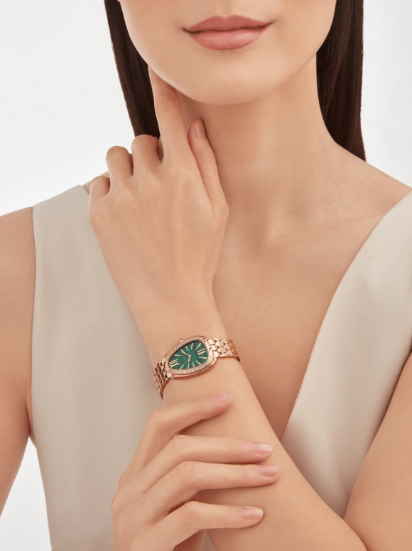 Bulgari,Serpenti 33mm,33mm,Rose Gold,Green,Sapphire,Crystal Glass,103273