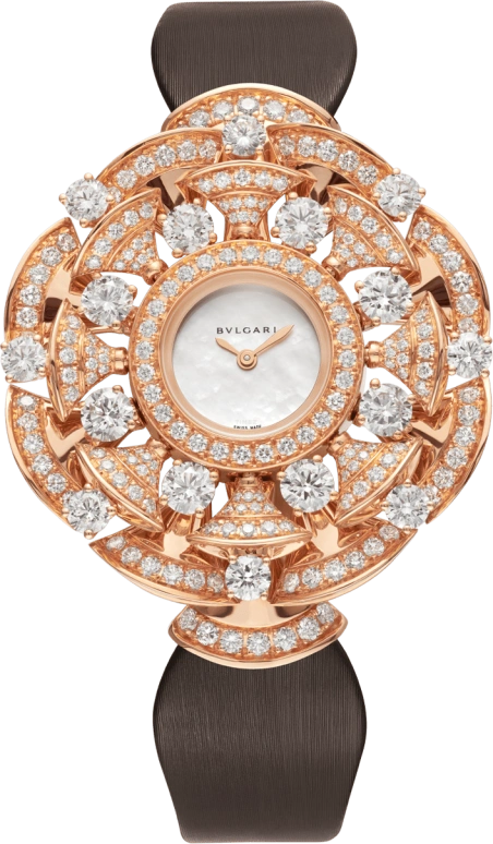 Bulgari,Divas' Dream 39mm,39mm,Rose Gold,Silver White,Sapphire,Crystal Glass,Setting,Diamonds,102546