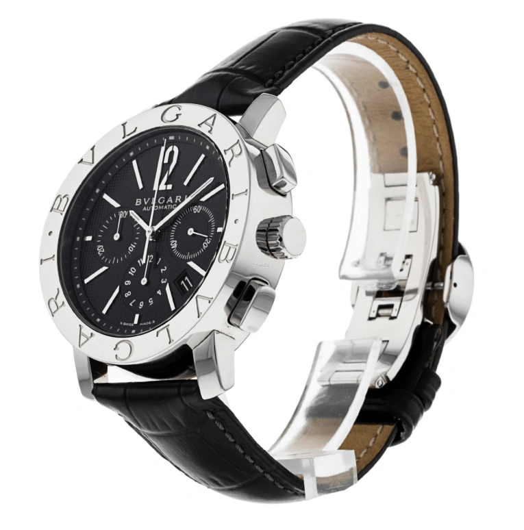 Bulgari,Bulgari Bulgari 42mm,42mm,Stainless Steel,Black,Automatic,Chronograph,Day,BB42BSLDCH