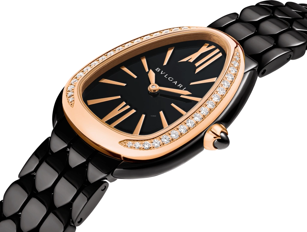 Bulgari,Serpenti 33mm,33mm,Stainless Steel,Black,Sapphire,Crystal Glass,103706