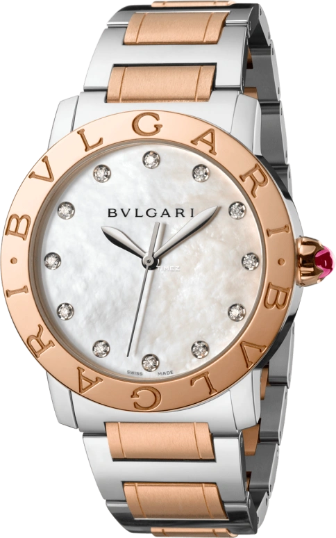 Bulgari,Bulgari Bulgari 37mm,37mm,Stainless Steel,Rose Gold,White,Automatic,42hours,In-house Caliber,102012