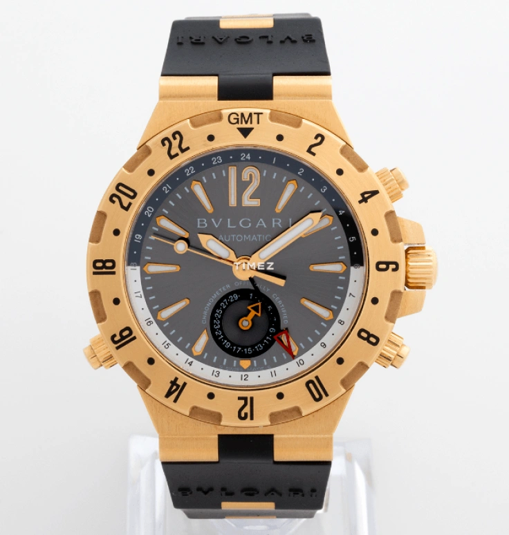 Bulgari,Diagono Professional 40mm,40mm,Yellow Gold,Grey,Automatic,Day,Dule Time,GMT40C5GVD
