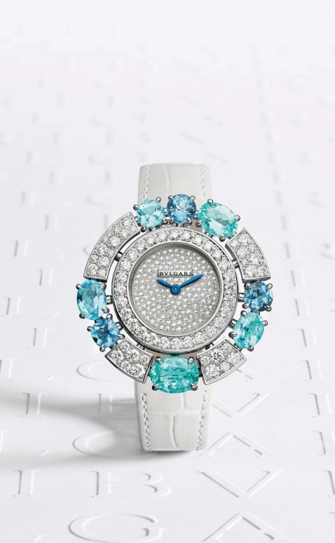 Bulgari,Other ,Sapphire,White Gold,Silver White,Quartz,Sapphire,Crystal Glass,Round,103537