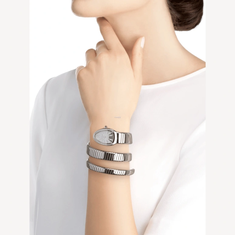 Bulgari,Serpenti 35mm,35mm,Stainless Steel,White,Quartz,Sapphire,Crystal Glass,Other,103819