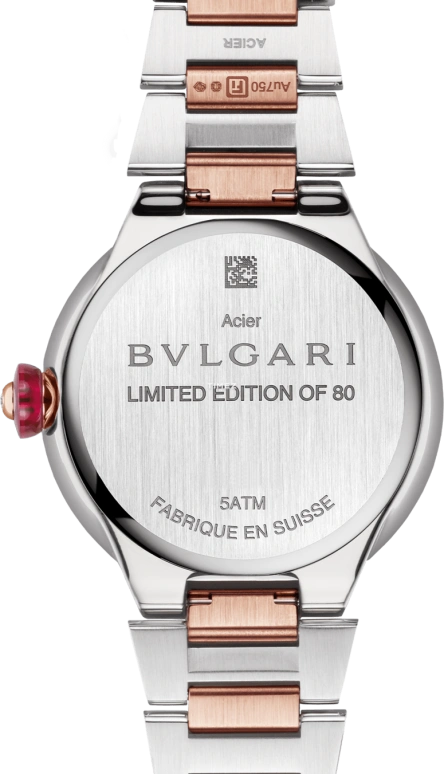 Bulgari,Lvcea 33mm,33mm,Stainless Steel,Pink Gold,Blue,Green,Multi-Color,Automatic,Sapphire,Round,104290