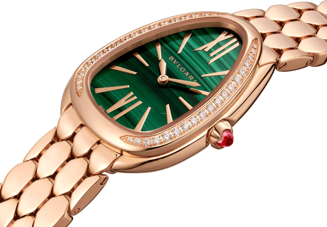 Bulgari,Serpenti 33mm,33mm,Rose Gold,Green,Sapphire,Crystal Glass,103273