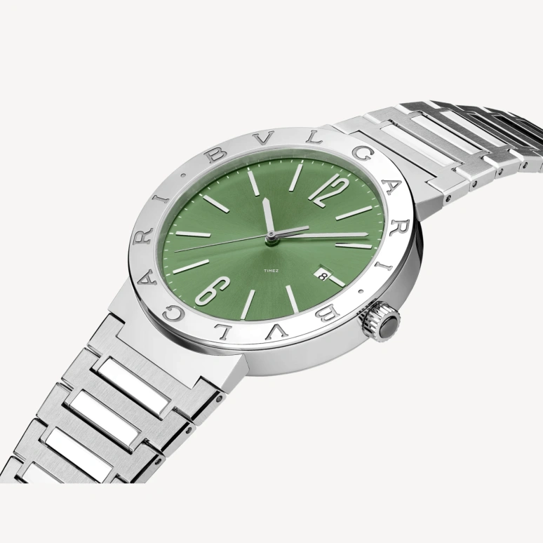 Bulgari,Bulgari Bulgari 41mm,41mm,Stainless Steel,Green,Automatic,Day,Sapphire,Crystal Glass,103913