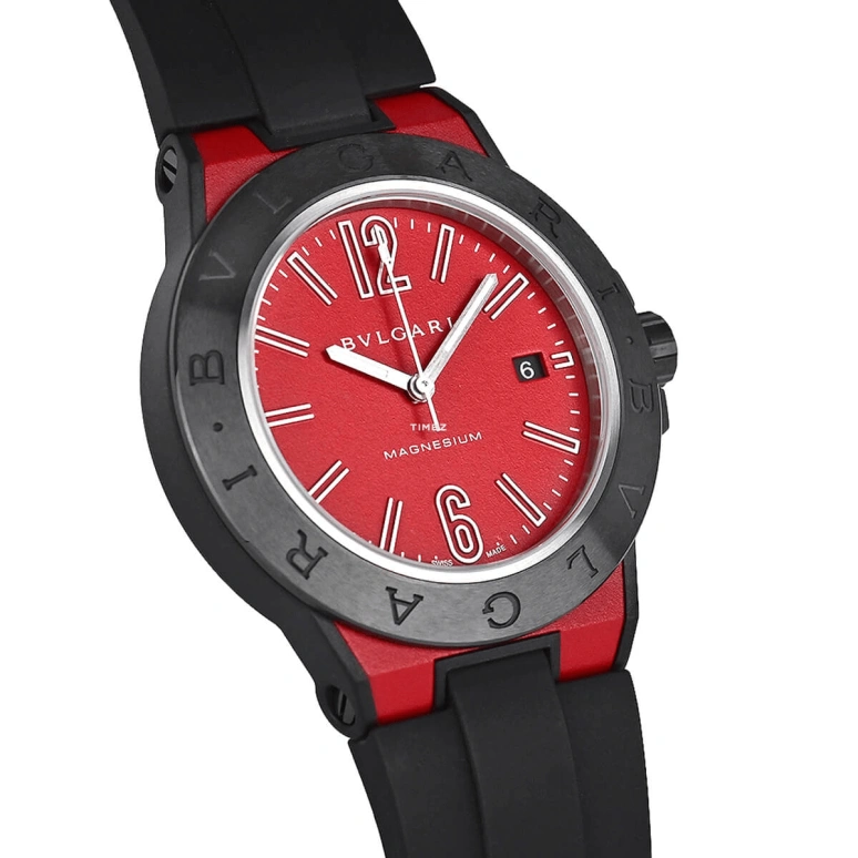 Bulgari,Diagono 41mm,41mm,Ceramic,Red,Automatic,Day,Sapphire,Crystal Glass,102675