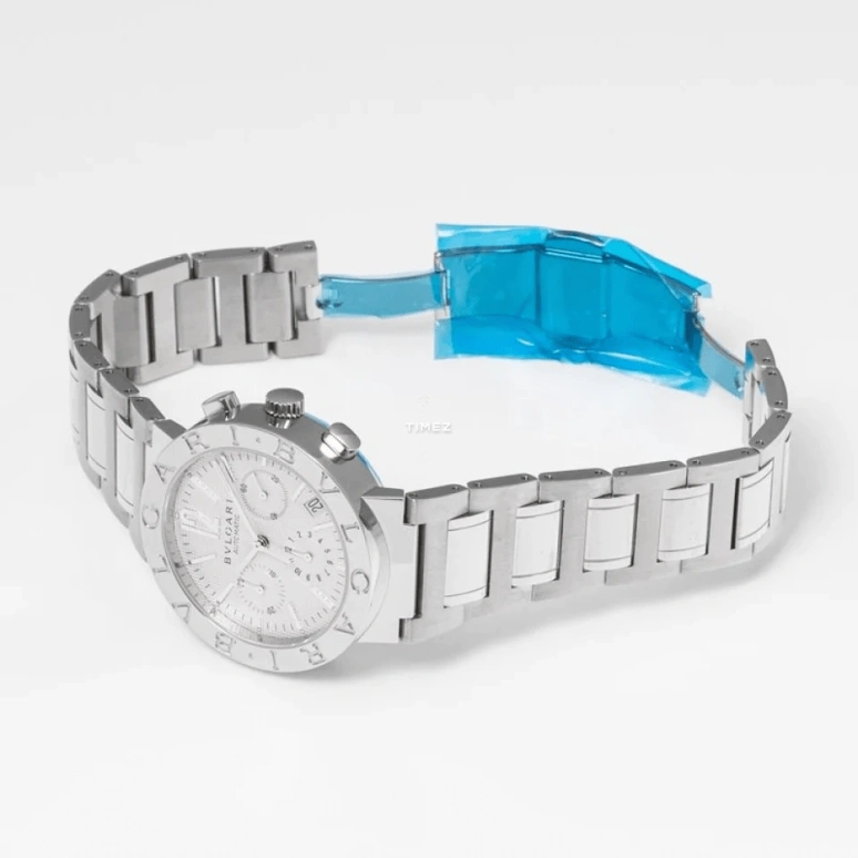 Bulgari,Other 38mm,38mm,Stainless Steel,White,Automatic,Chronograph,Day,101376