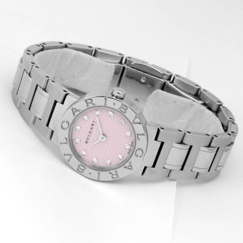 Bulgari,Bulgari Bulgari 23mm,23mm,Stainless Steel,Pink,Quartz,Sapphire,Crystal Glass,Round,BB23C2SS,BB23C2SS/12JA