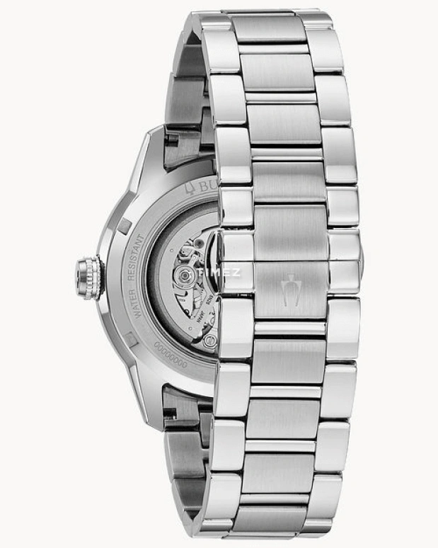 Bulova,Sutton 43mm,43mm,Stainless Steel,Black,Silver,Automatic,Sapphire,Crystal Glass,Round,96A208