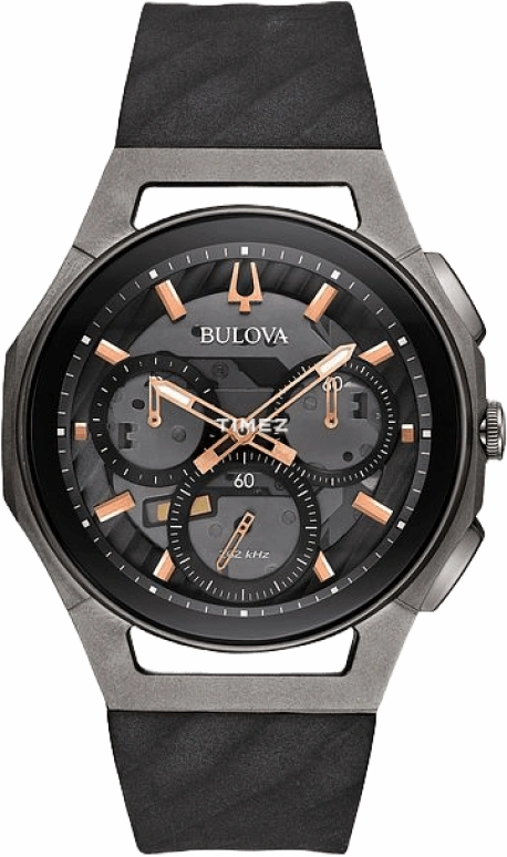 Bulova,Curv 44mm,44mm,Stainless Steel,Titanium,Grey,Quartz,Chronograph,Sapphire,Crystal Glass,98A162