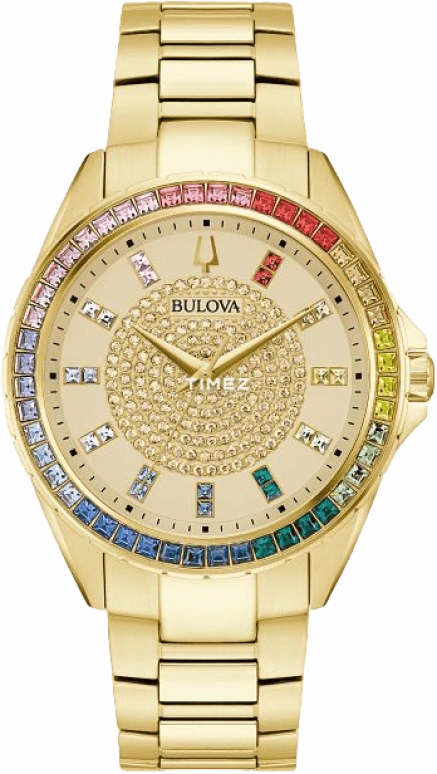 Bulova,Phantom 40mm,40mm,Stainless Steel,Crystal,Champagne,Quartz,Hardlex,Round,97A179